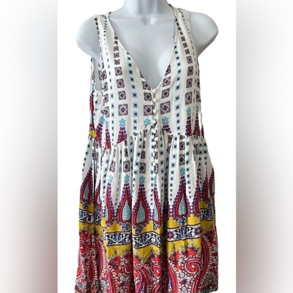 Umgee Summer Sleeveless Paisley Boho Geometric Dress Size M - Picture 9 of 16